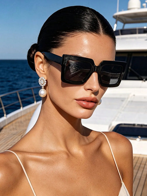 Shein - 1 Pair Unisex Black Oversized Y2k Style Fashion Glasses