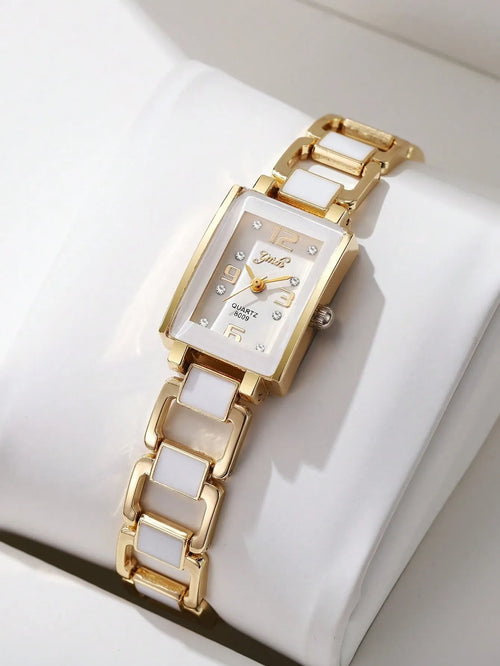 Shein - 1pc Classic & Fashion Square Dial Women's Quartz Wrist Watch - White