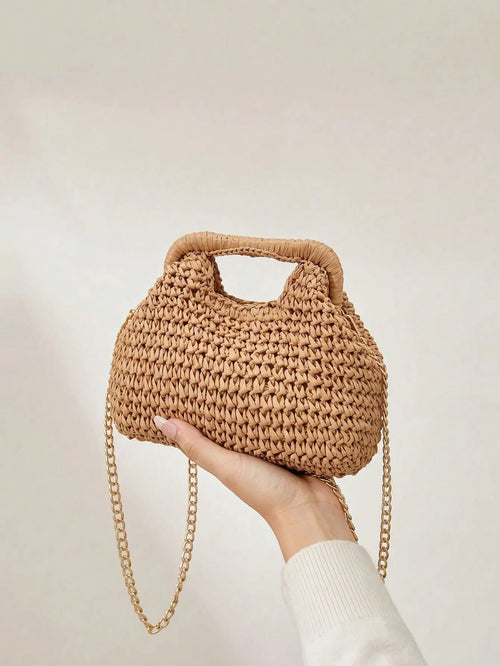 Shein - Cajuni Fashionable Woven Straw Handbag