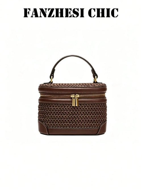 Shein - This Dark Brown Woven Handbag Exudes Elegance With Its Woven Texture