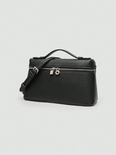 Shein - 1pc Solid Color Litchi Texture Pu Square Shoulder Bag