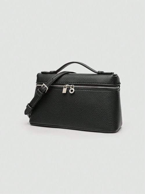 Shein - 1pc Solid Color Litchi Texture Pu Square Shoulder Bag