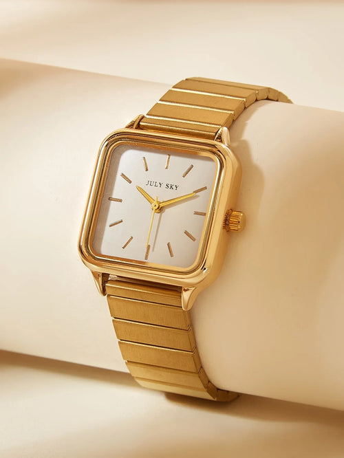 Shein - Julysky 1pc Women's Elegant Minimalist Stainless Steel Band Quartz Watch