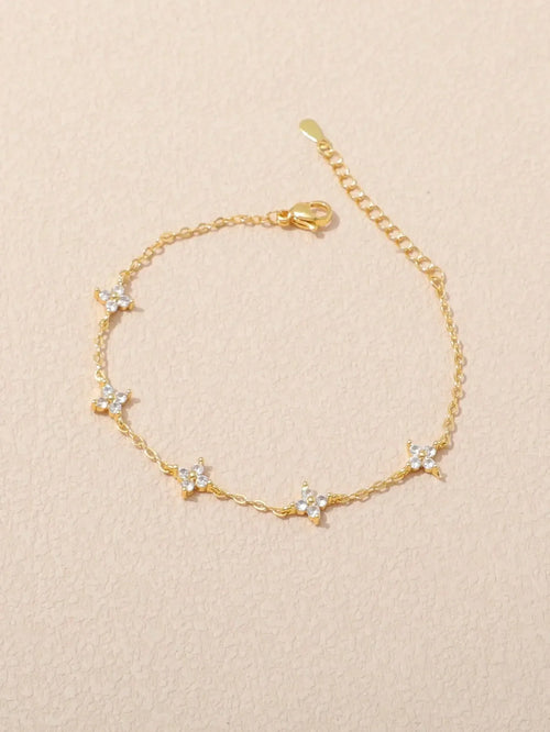 Shein - 1pc Stainless Steel Bracelet With Inlaid Diamonds
