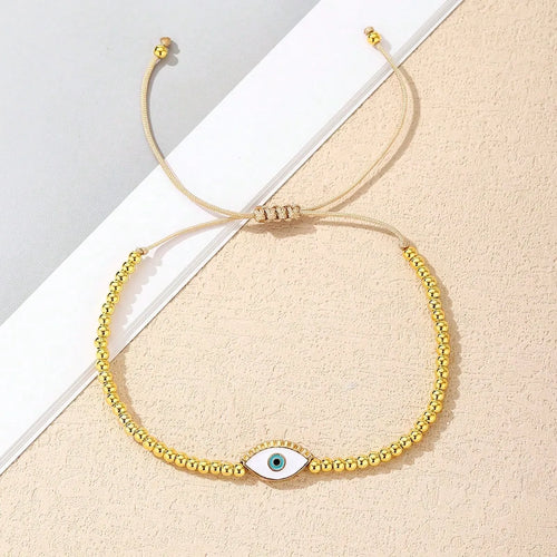 Shein - 1pc Bohemian Style Eye Beaded Chain Bracelet For Women
