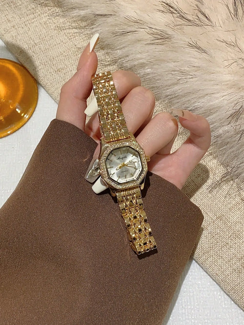 Shein - 1pc Women S Minimalist Casual Elegant Vintage Middle Eastern Style Bracelet Watch Retro Gold Color