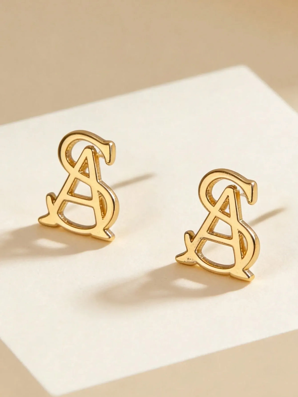 Shein - Gold As Letter Stud Earrings
