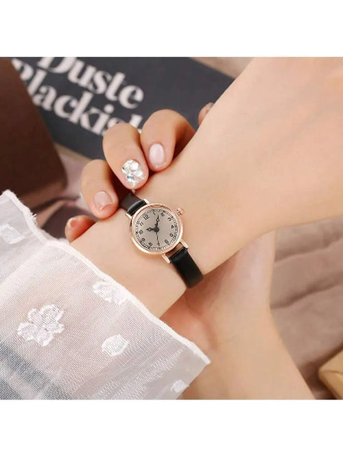 Shein - 1pc Vintage Petite Dial Quartz Watch For Women, Luxury British Style Student Watch