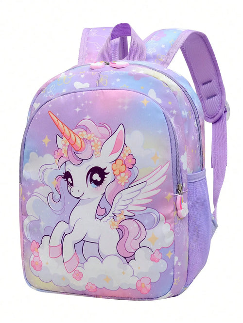 Shein - Unicorn Nylon Zipper Closure Cute Backpack