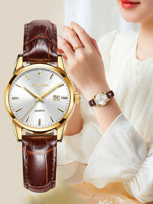 Shein - Fansichen New Women's Watch, Gold-color Case