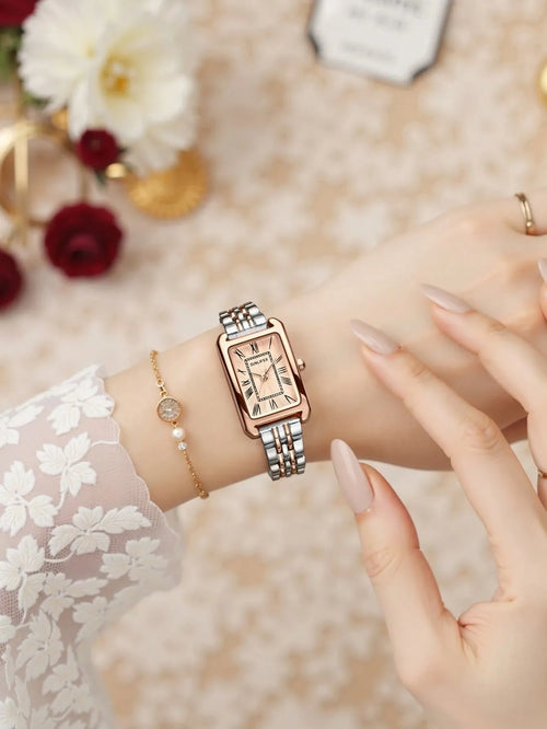 Shein - 1pc Women's Fashion Minimalist Quartz Watch, Retro Luxury Small Dial