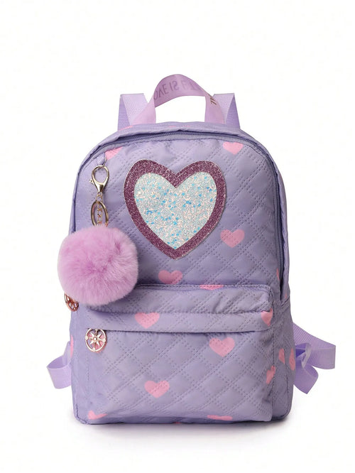 Shein - Teen Fashion Glitter Heart Mini Backpack With Plush Charm