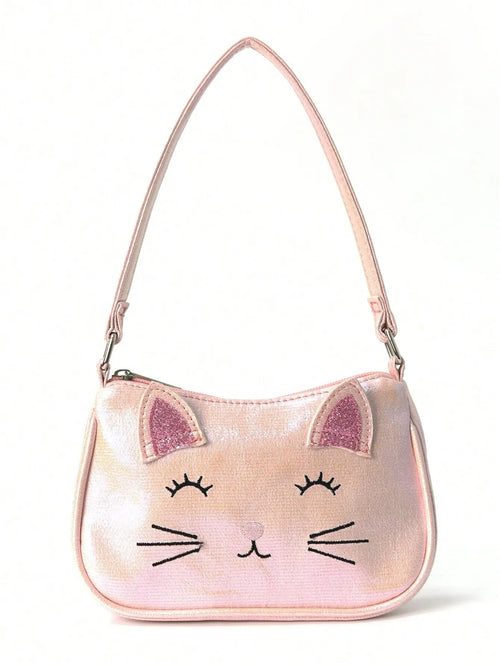 Shein - 1 Mini Cute Cat-embroidered Tote & Shoulder Bag