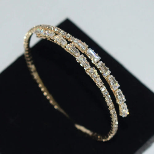 Shein - 1pc Fashion Cubic Zirconia Decorated Open Cuff Bracelet