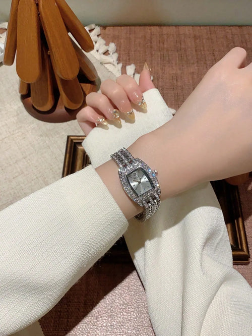 Shein - 1pc Women S Quartz Watch Minimalist New Design With Rhinestones Elegant & Fashionable Versatile For Casual Wear