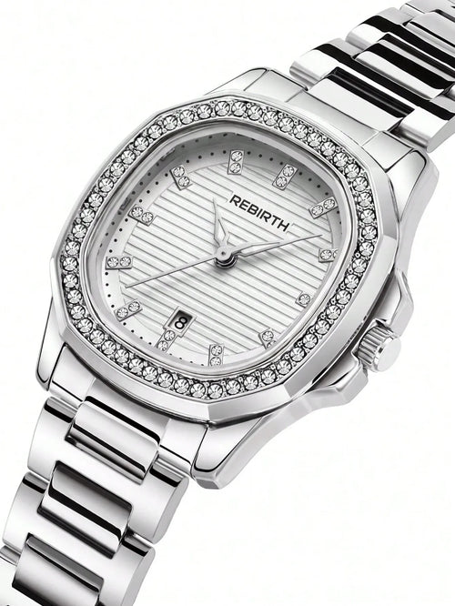 Shein - 1pc Women's Business Elegant Stainless Steel Wrist Watch
