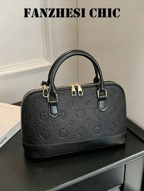 Shein - This Stylish Black Pu Women S Handbag Features An Embossed Texture