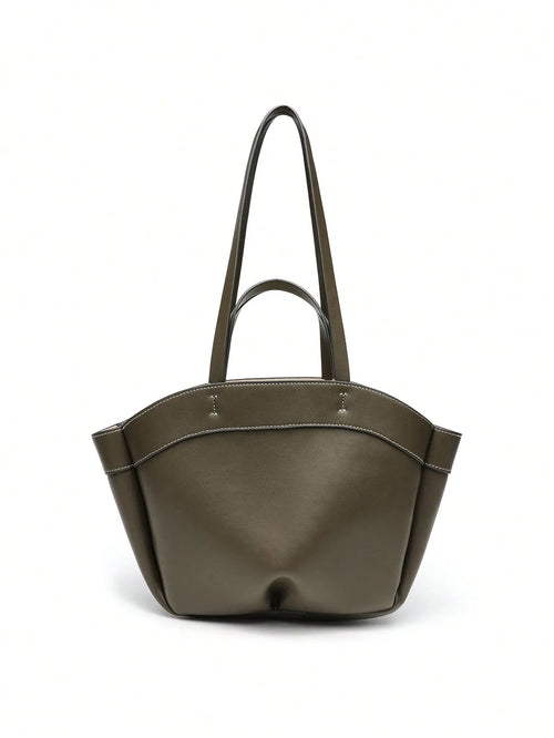 Shein - Autumn New Pu Leather Tote Bag, Fashionable Large Capacity