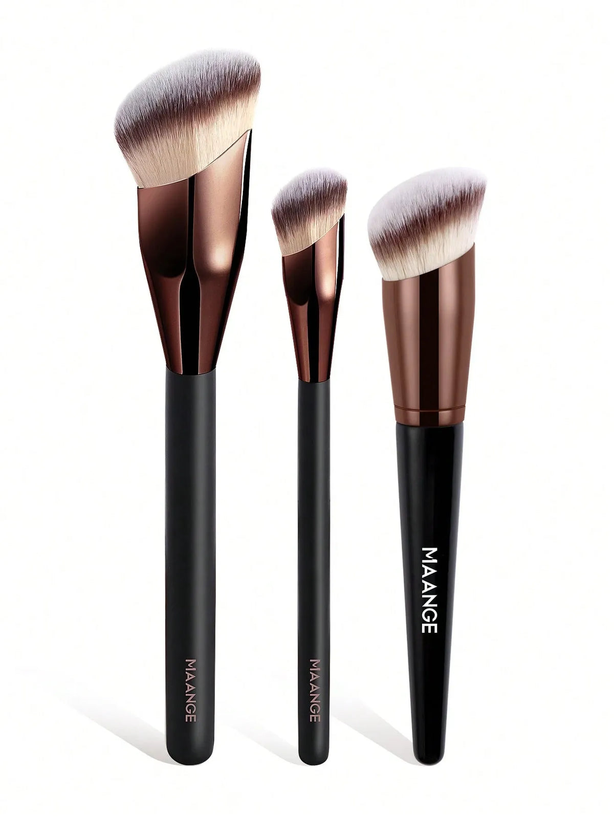 Shein - Maange 3pcs Makeup Brush Set, Including Foundation Brush, Concealer Brush, Highlighter Brush, Eyeshadow Brush And Other Cosmetic Tools