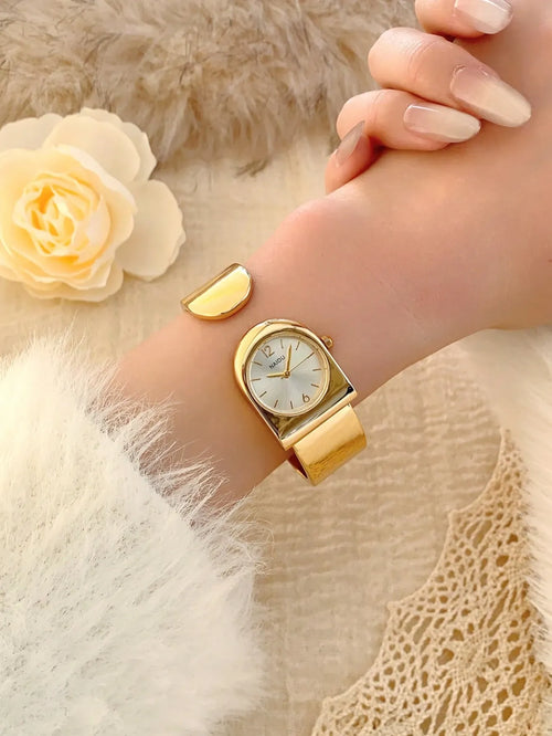 Shein - 1pc Petite Gold/silver Vintage Luxury Women S Quartz Watch