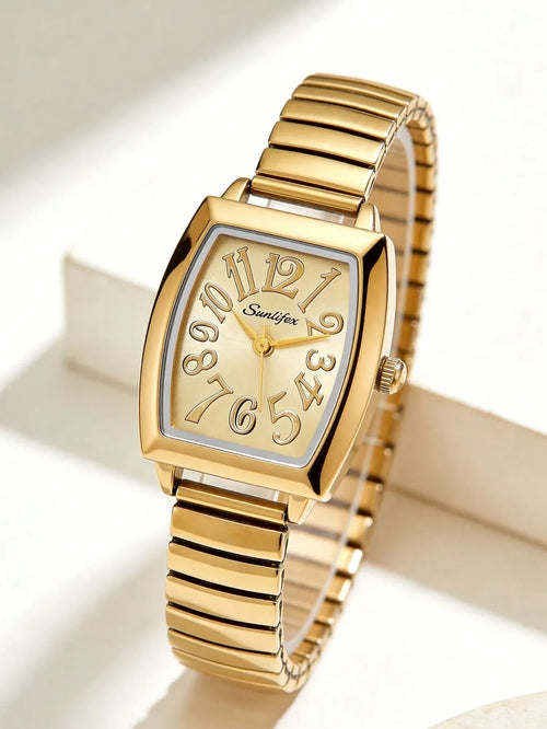 Shein - 1pc Women's Elegant Retro Quartz Watch, High-quality Alloy Case - Gold
