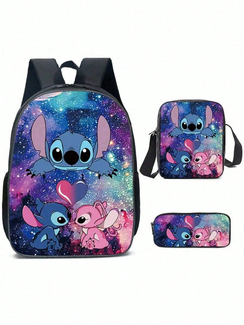 Shein - 3pcs Cartoon Ergonomic High Capacity Student Backpack Set