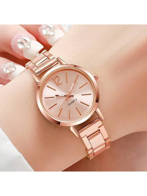 Shein - 1pc Roman Graduated Steel Strap Women's Watch - Rose Gold