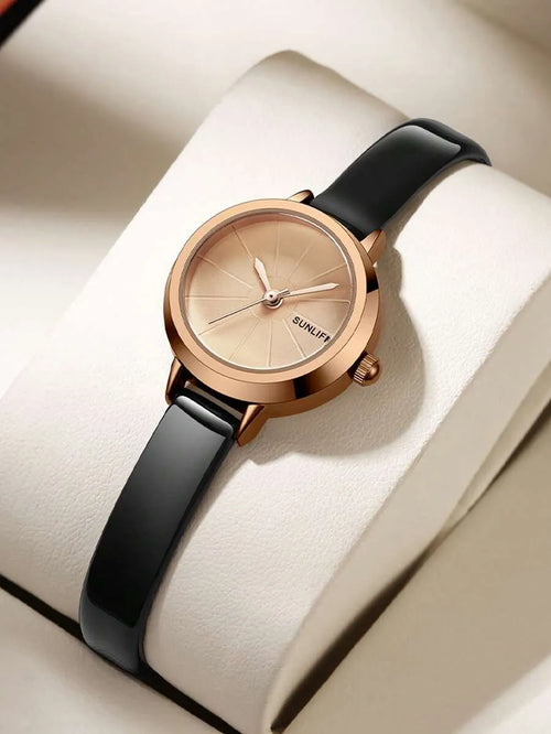 Shein - 1pc Fashionable Minimalist Round Women's Watch, Retro Style Wristwatch