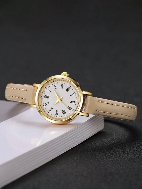 Shein - 1pc Women's Elegant Minimalist Small Dial Quartz Wrist Watch, Fashion & Chic (watch Box Not Included) - Nude