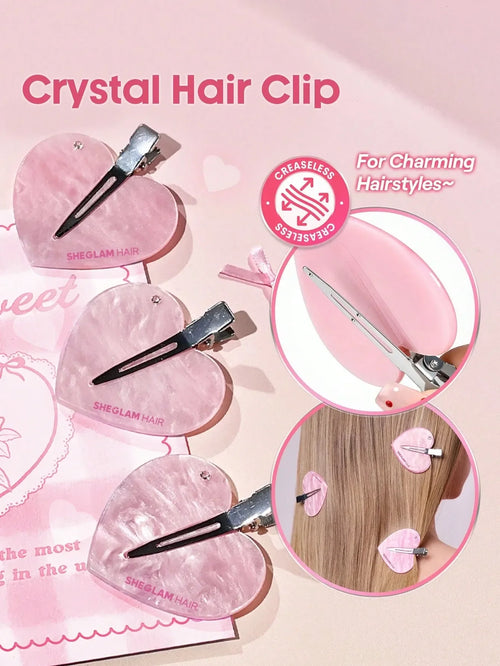 Shein Sheglam - Hair Cupid's Charm Crystal Hair Clip,pink Hair Clip (1 Pc)