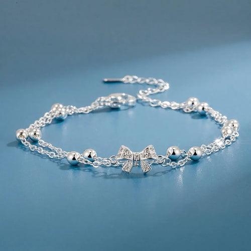 Shein - 1pc Exquisite & Luxury Double Layered Bow-knot Design Bracelet Valentines