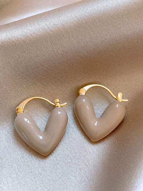 Shein - 1pair Heart Shaped Unique Luxury Daily Commute Women's Hoop Earrings