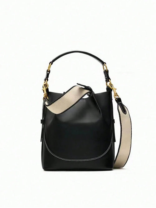 Shein - New Brown Pleated Drawstring Bucket Handbag - Black