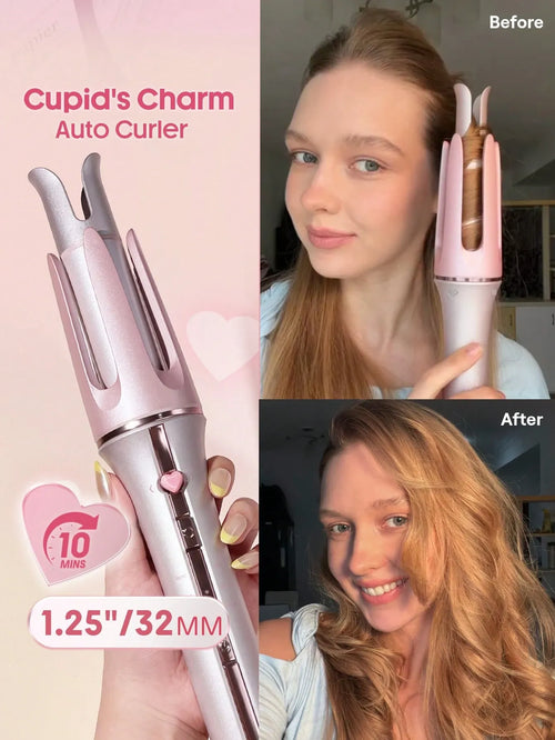 Shein Sheglam - Hair Cupid's Charm One-touch Instant Curler,pink Automatic Curling Iron 32mm Eu Plug