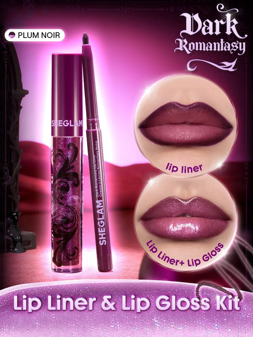 Shein Sheglam - Dark Romantasy Lip Liner + Lip Gloss Kit