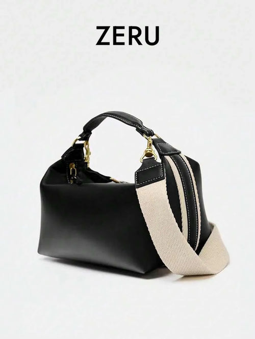 Shein - Women's Casual Shoulder Handbag With Side Stripe - Black