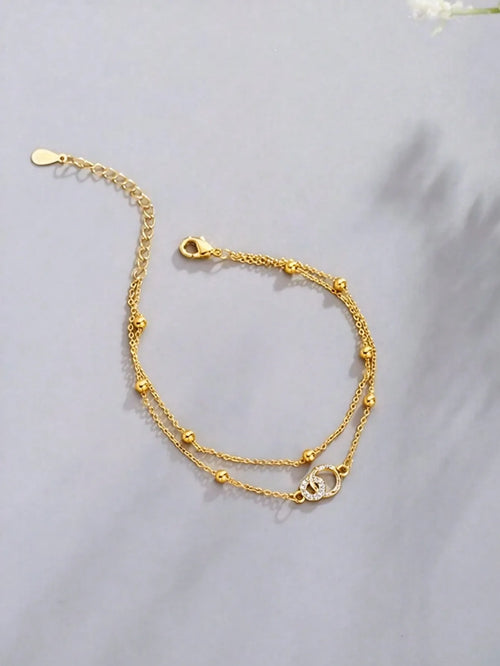 Shein - 1pc Luxury Elegant Double-layer Circular Clasp Bracelet