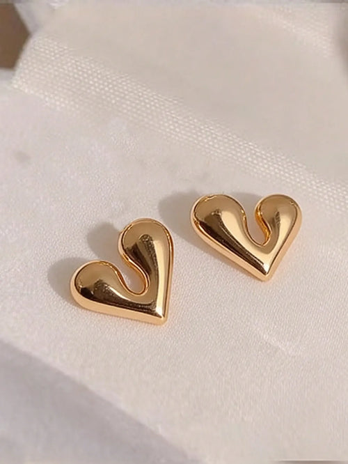 Shein - 1 Pair Stainless Steel Heart Teardrop Earrings
