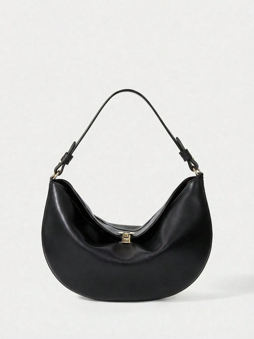 Shein - Shecarry Women's Fashionable Minimalist Casual Pu Leather Solid Color Shoulder Bag