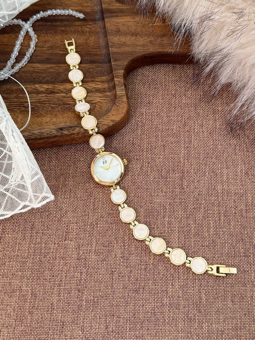 Shein - 1pc Round Retro Style Women's Quartz Watch