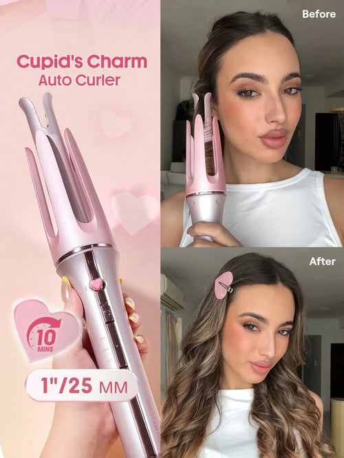 Shein Sheglam - Hair Cupid's Charm One-touch Instant Curler,pink Automatic Curling Iron 25mm Eu Plug