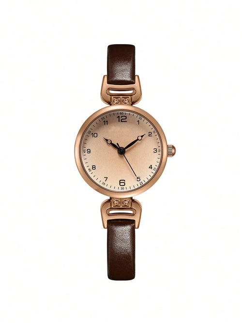 Shein - 1pc Vintage Style Women's Watch, High-quality Student Petite Dial Quartz Watch - Brown