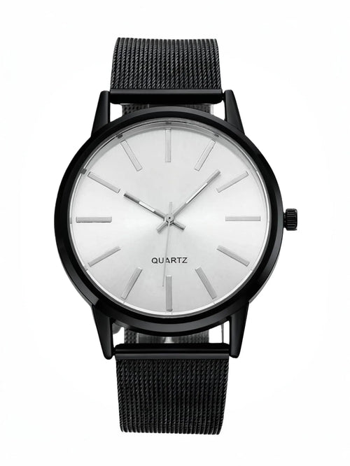 Shein - 1pc Men's Women's Alloy Quartz Watch, Luxurious Business-casual Style With A Clean Dial