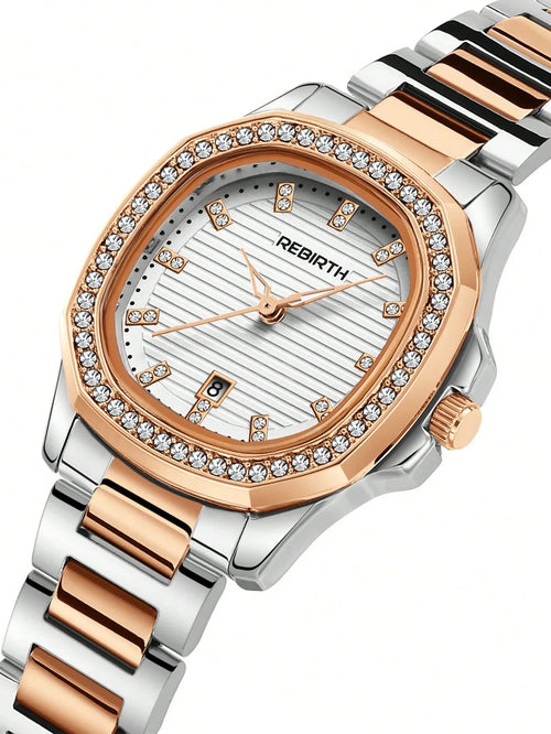 Shein - 1pc Women's Business Elegant Stainless Steel Band Quartz Movement Wristwatch
