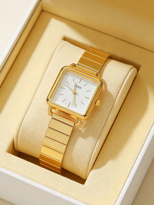 Shein - 1pc/set Minimalist Quartz Watch With Steel Strap