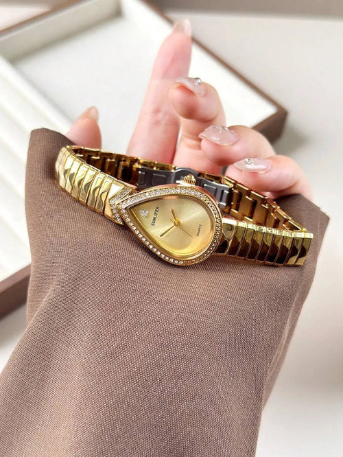 Shein - 1pc Women's Minimalist Fashionable High-end Quartz Watch With Diamond Dial
