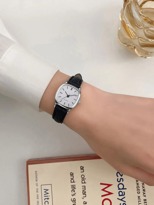 Shein - 1pc Ladies Watch Square Pointer Quartz Watch (black)