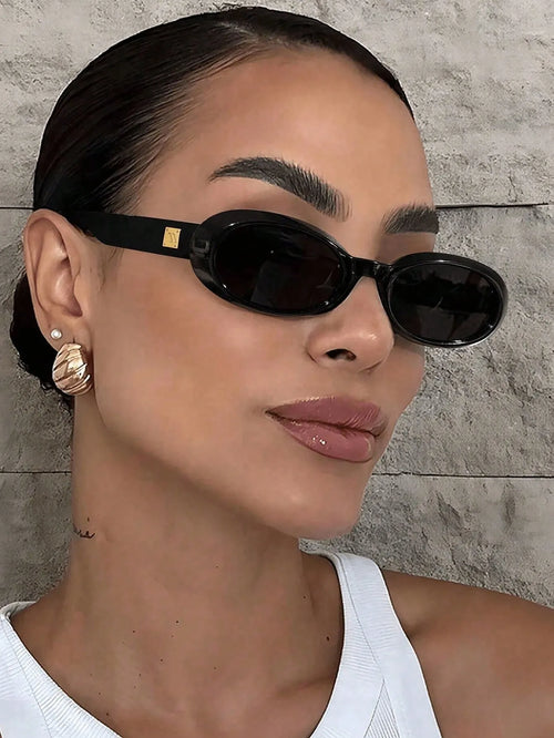 Shein - 1pc Retro Classic Small Frame Oval Women Glasses