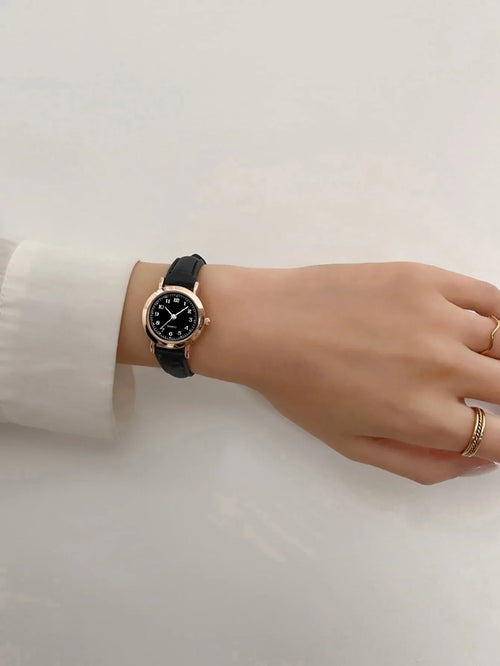 Shein - 1pc Ladies Watch Minimalist Quartz Watch - Black