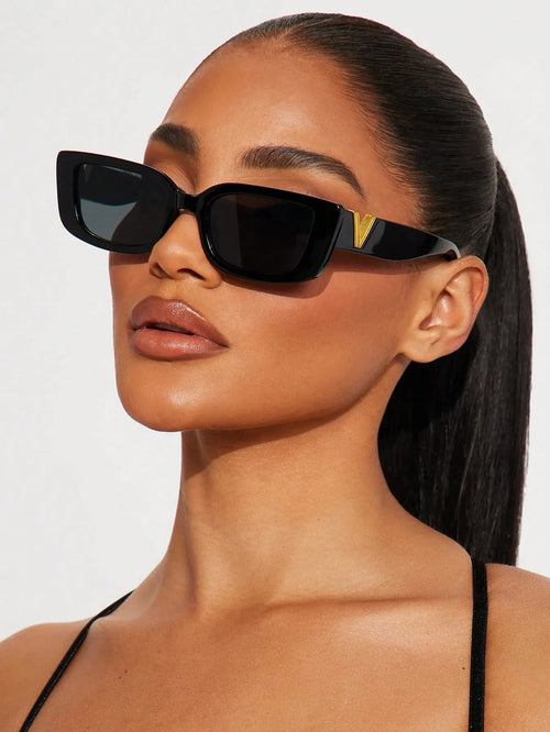 Shein - Women Black Square Full-rim Fashion Glasses